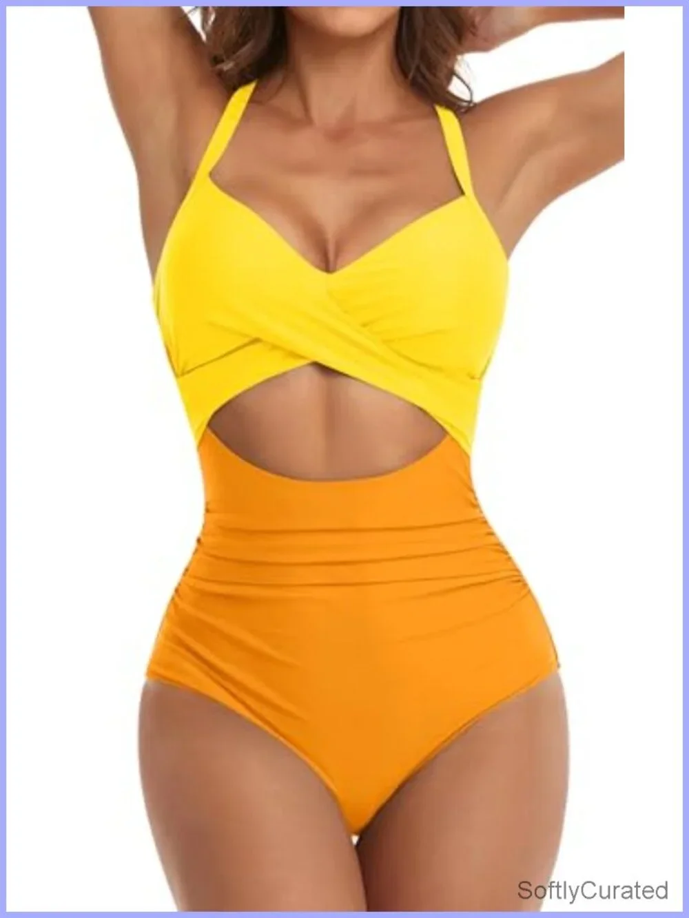 Tummy Control One Piece Swimsuit Cutout High Waisted Wrap Tie Back